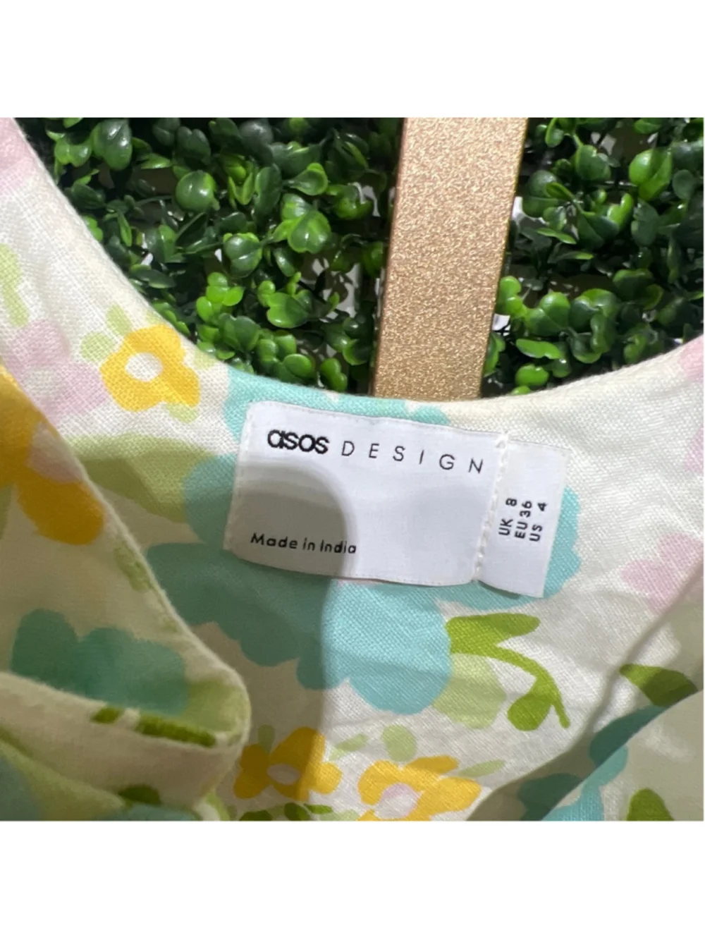 ASOS DESIGN Floral Maxi Dress Size 4 White Multicolor Linen Cotton Summer Spring - Picture 3 of 7